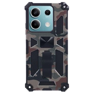 Outdoor Hülle für Xiaomi Redmi Note 13 5G Camouflage Shockproof PC Schutzcover, Farbe: Grün