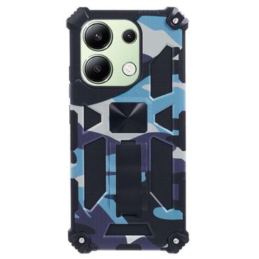 Outdoor Hülle für Xiaomi Redmi Note 13 4G Camouflage Shockproof PC Schutzcover, Farbe: Hellblau