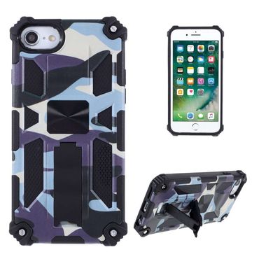 Outdoor Hülle für Apple iPhone SE 2020 2022 Camouflage Shockproof PC Schutzcover, Farbe: Hellblau