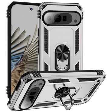 Outdoor Hülle für Google Pixel 9 PRO XL TPU PC Hybrid Sergeant Armor Schutzcover, Farbe: Silber