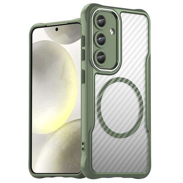 Hybrid Hülle für Samsung Galaxy S25 Carbon MagSafe Shockproof TPU PC Handy Cover