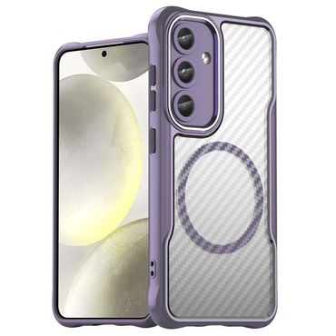 Hybrid Hülle für Samsung Galaxy S25 Carbon MagSafe Shockproof TPU PC Handy Cover
