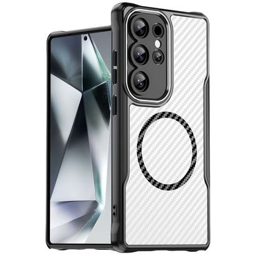 Hybrid Hülle für Samsung Galaxy S25 ULTRA Carbon MagSafe Shockproof TPU Cover