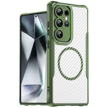 Hybrid Hülle für Samsung Galaxy S25 ULTRA Carbon MagSafe Shockproof TPU Cover