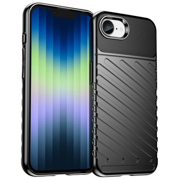 TPU Hülle für Apple iPhone 16e Thunder Series Grip Twill Handy Case Rutschfest, Farbe: Schwarz