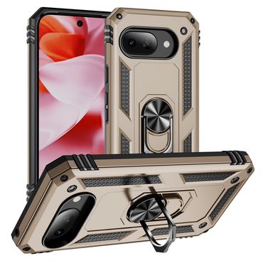 Outdoor Hülle für Google Pixel 9a TPU PC Hybrid Sergeant Armor Ring Cover Case, Farbe: Gold
