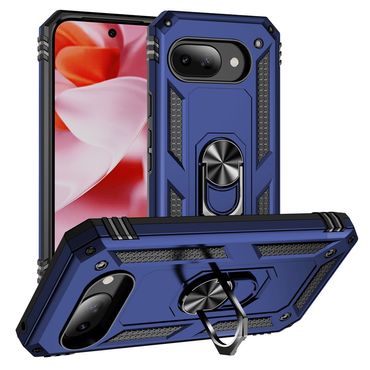 Outdoor Hülle für Google Pixel 9a TPU PC Hybrid Sergeant Armor Ring Cover Case, Farbe: Blau