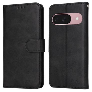 Handy Tasche für Google Pixel 9a Wallet Magnet Klappetui Hülle Kartenfach Case, Farbe: Schwarz