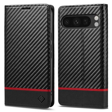 LC.IMEEKE Handy Tasche für Google Pixel 10 PRO XL Carbon Wallet Stripe Hülle, Muster: Horizontal