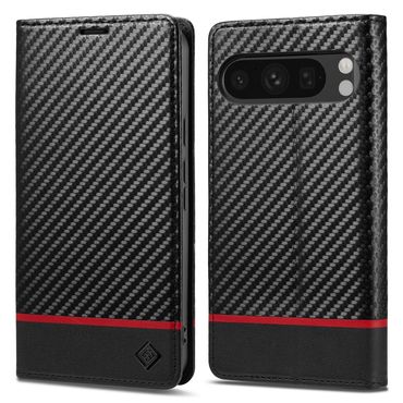 LC.IMEEKE Handy Tasche für Google Pixel 10 | 10 PRO Carbon Wallet Stripe Hülle, Muster: Horizontal