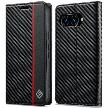 LC.IMEEKE Handy Tasche für Google Pixel 9a Carbon Wallet Stripe Hülle Etui Case, Muster: Vertikal
