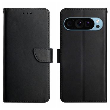 Handy Tasche für Google Pixel 9 9 PRO Echt Leder Etui Schutzhülle Wallet Magnet, Farbe: Schwarz