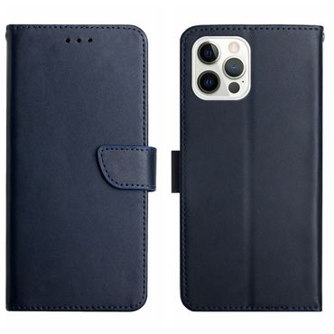 Handy Tasche für Apple iPhone 16 PRO MAX Echt Leder Klappetui Hülle Flip Case, Farbe: Blau