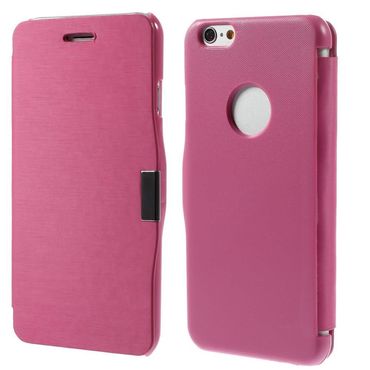 Wallet Case Brushed Magnet Book Style Klapp Etui, Handy-Modell: iPhone 6/6S 4.7, Farbe: Rosa