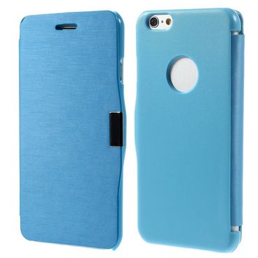 Wallet Case Brushed Magnet Book Style Klapp Etui, Handy-Modell: iPhone 6/6S 4.7, Farbe: Blau