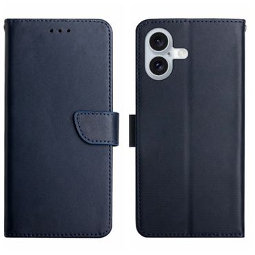 Handy Tasche für Apple iPhone 16 Echt Leder Klappetui Schutzhülle Wallet Magnet, Farbe: Blau