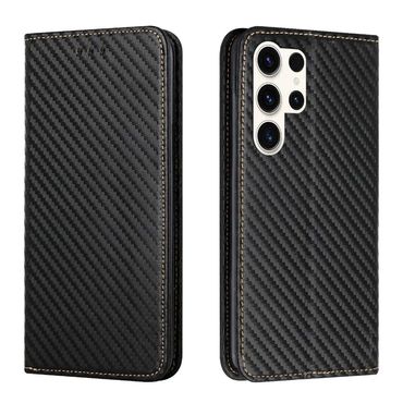 Handy Tasche für Samsung Galaxy S25 ULTRA Carbon Fiber Wallet Hülle Magnet Etui