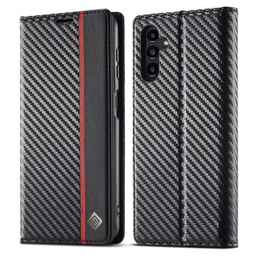 LC.IMEEKE Handy Tasche für Samsung Galaxy S24 FE Carbon Wallet Stripe Hülle Etui