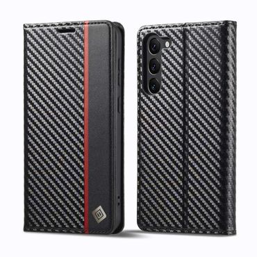 LC.IMEEKE Handy Tasche für Samsung Galaxy S24 Carbon Wallet Stripe Hülle Etui