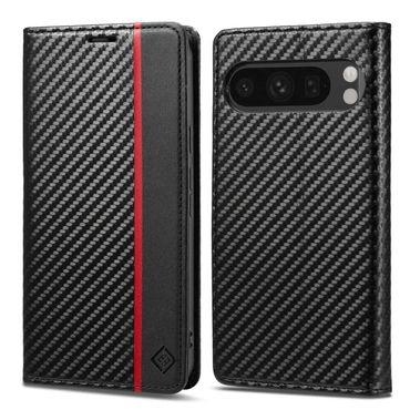 LC.IMEEKE Handy Tasche für Google Pixel 9 9 PRO Carbon Wallet Stripe Hülle Etui, Muster: Vertikal