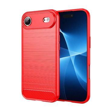 TPU Hülle für Apple iPhone AIR Carbon Fiber Skin Brushed Schutzcover Soft Case, Farbe: Rot