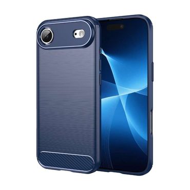 TPU Hülle für Apple iPhone AIR Carbon Fiber Skin Brushed Schutzcover Soft Case, Farbe: Blau