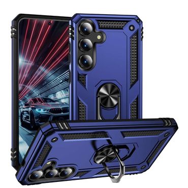 Outdoor Hülle für Samsung Galaxy S25 FE TPU PC Hybrid Ringhalter Stoßfest Cover, Farbe: Blau