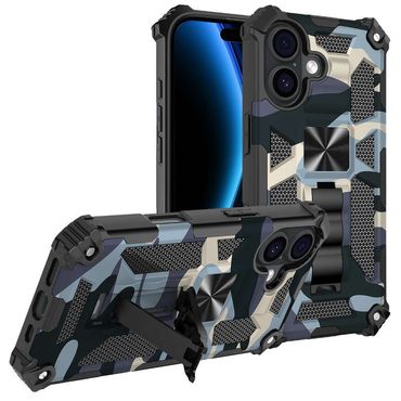 Outdoor Hülle für Apple iPhone 17 Camouflage Shockproof Schutz Cover Armor Kick, Farbe: Hellblau