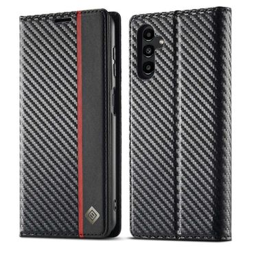 LC.IMEEKE Handy Tasche für Samsung Galaxy S25 FE Carbon Wallet Stripe Hülle Etui