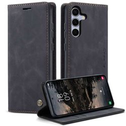 H130SA394A-CASEME-Handy-Tasche-fuer-Samsung-Galaxy-S25-FE-Wallet-013-Series-Huelle-Klapp-Etui.jpg CASEME 013 Series Hülle von vorne und hinten und seitlich aufgeklappt nach vorne per Stand-Funktion in Schwarz für Galaxy S25 FE