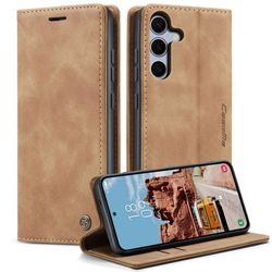 H130SA394A-CASEME-Handy-Tasche-fuer-Samsung-Galaxy-S25-FE-Wallet-013-Series-Huelle-Klapp-Etui_30.jpg CASEME 013 Series Hülle von vorne und hinten und seitlich aufgeklappt nach vorne per Stand-Funktion in Braun für Galaxy S25 FE