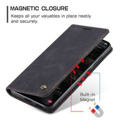 H130SA394A-CASEME-Handy-Tasche-fuer-Samsung-Galaxy-S25-FE-Wallet-013-Series-Huelle-Klapp-Etui_8.jpg CASEME 013 Series Hülle halb geöffnet und mit bildhaftem Magneten in Schwarz für Galaxy S25 FE