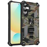 Hybrid Outdoor Hülle von hinten und dahinter versetzt von vorne in Camouflage Grün für Galaxy S25 FE