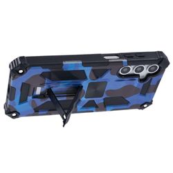 H506SA238A-Outdoor-Huelle-fuer-Samsung-Galaxy-S25-FE-Camouflage-Shockproof-Schutz-Armor-Cover_11.jpg Hybrid Outdoor Hülle von hinten mit ausgeklappten Ständer in Camouflage Blau für Galaxy S25 FE