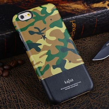 KAJSA Hard Case für Apple iPhone 6 6S Camouflage Pattern Army Look Cover, Farbe: Grün