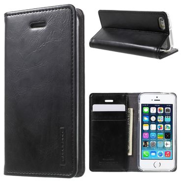 Wallet Case für Apple iPhone SE 5 5S Mercury GOOSPERY Blue Moon Book Etui, Farbe: Schwarz