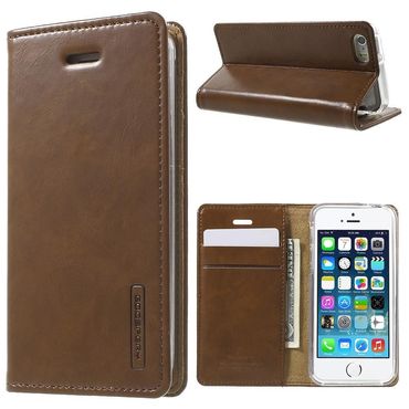 Wallet Case für Apple iPhone SE 5 5S Mercury GOOSPERY Blue Moon Book Etui, Farbe: Braun