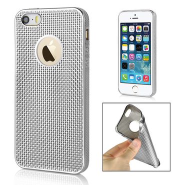 TPU Case für Apple iPhone SE 5 5S Soft Metal Chain Look Kette, Farbe: Silber