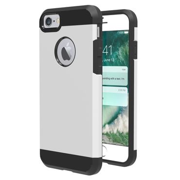 TPU PC Case für Apple iPhone 8 7 SE 2020 Kombination Armor, Farbe: Silber/Schwarz