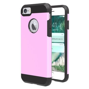 TPU PC Case für Apple iPhone 8 7 SE 2020 Kombination Armor, Farbe: Pink/Schwarz