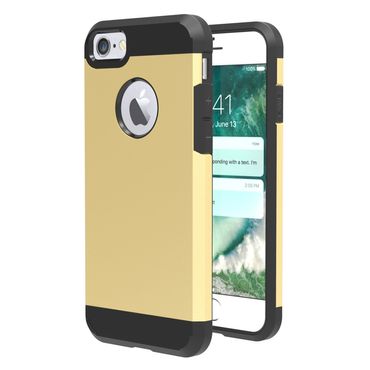 TPU PC Case für Apple iPhone 8 7 SE 2020 Kombination Armor, Farbe: Gold/Schwarz