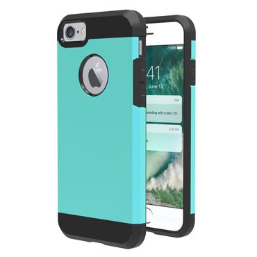 TPU PC Case für Apple iPhone 8 7 SE 2020 Kombination Armor, Farbe: Cyan/Schwarz