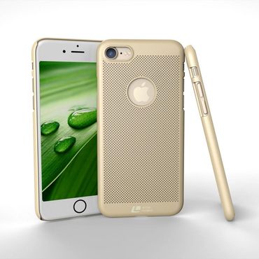 LOOPEE Hard Case für Apple iPhone 8 7 Hollow Mesh Loch Muster Schutz Hülle Cover, Farbe: Gold