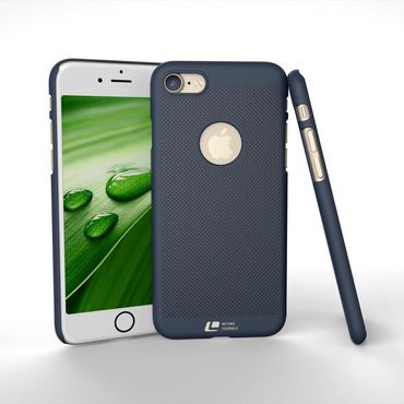 LOOPEE Hard Case für Apple iPhone 8 7 Hollow Mesh Loch Muster Schutz Hülle Cover, Farbe: Dunkelblau