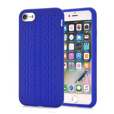 Silikon Case für Apple iPhone 8 7 SE 2020 Soft Reifenprofil, Farbe: Blau