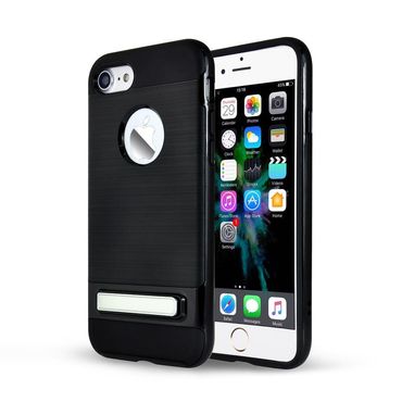 TPU PC Hybrid Case für Apple iPhone 8 7 SE 2020 Chrome Kickstand, Farbe: Schwarz