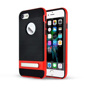 TPU PC Hybrid Case für Apple iPhone 8 7 SE 2020 Chrome Kickstand, Farbe: Rot/Schwarz