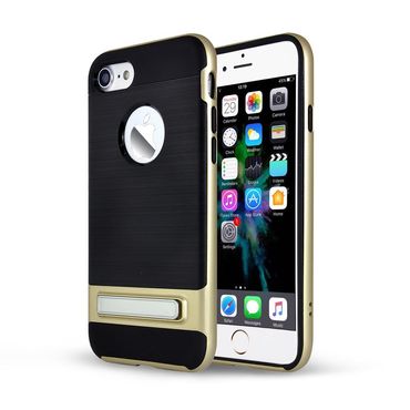 TPU PC Hybrid Case für Apple iPhone 8 7 SE 2020 Chrome Kickstand, Farbe: Gold/Schwarz