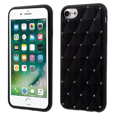 Silikon Case für Apple iPhone 8 7 SE 2020 Rhinestone Rhombus Glitzer Bling Hülle, Farbe: Schwarz