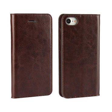 Wallet Case für APPLE IPHONE 8 7 SE 2020 SE 2022 Leder Handy Tasche Crazy Horse, Farbe: Coffee